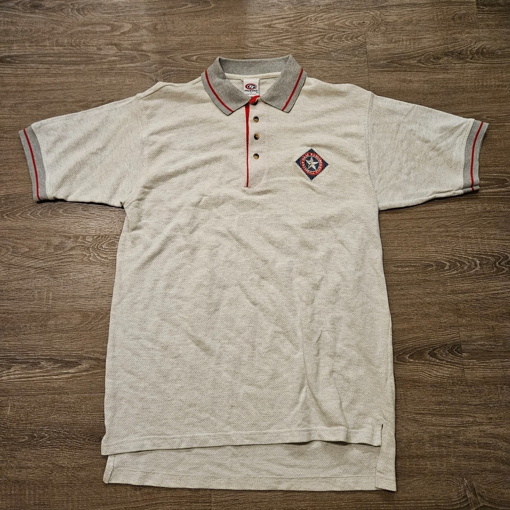 Vintage Texas Rangers Baseball Club Polo Mens L Gray True Fan MLB Embroidered